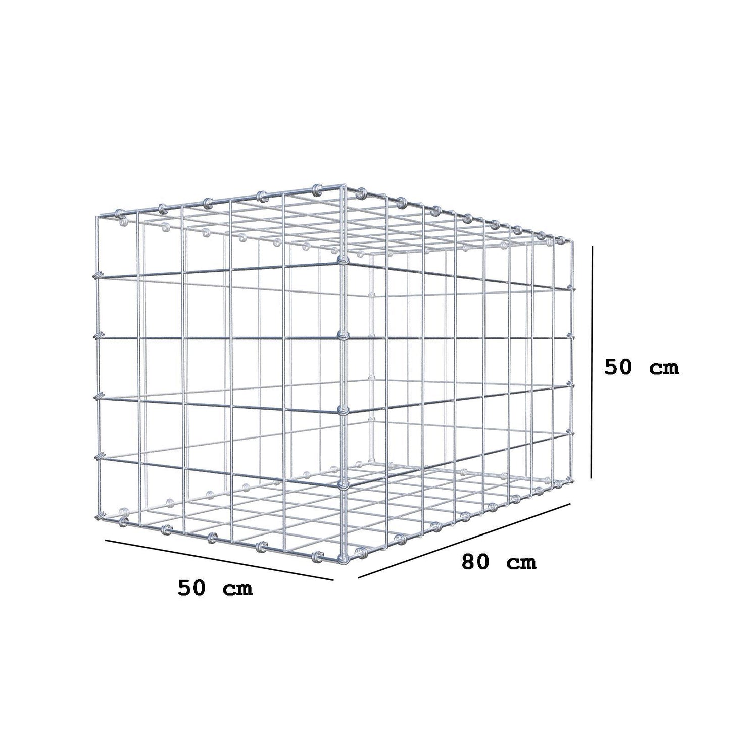 Gabion 80 cm x 50 cm x 50 cm (L x H x D), mesh size 10 x 10 cm, spiral ring
