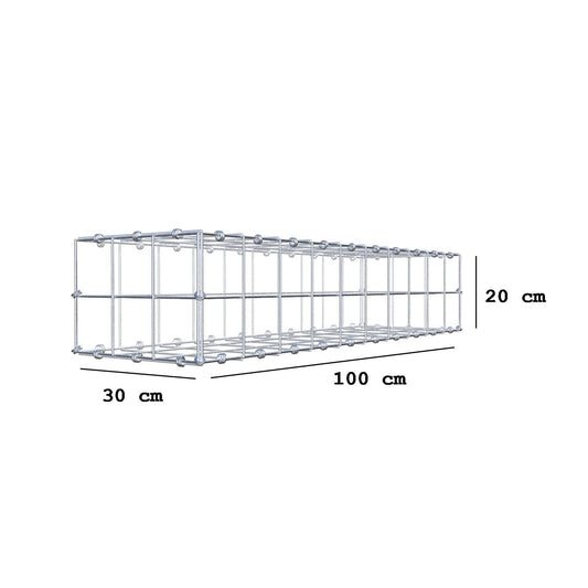 Gabion 100 cm x 20 cm x 30 cm (L x H x P), mailles 10 x 10 cm, anneau en spirale