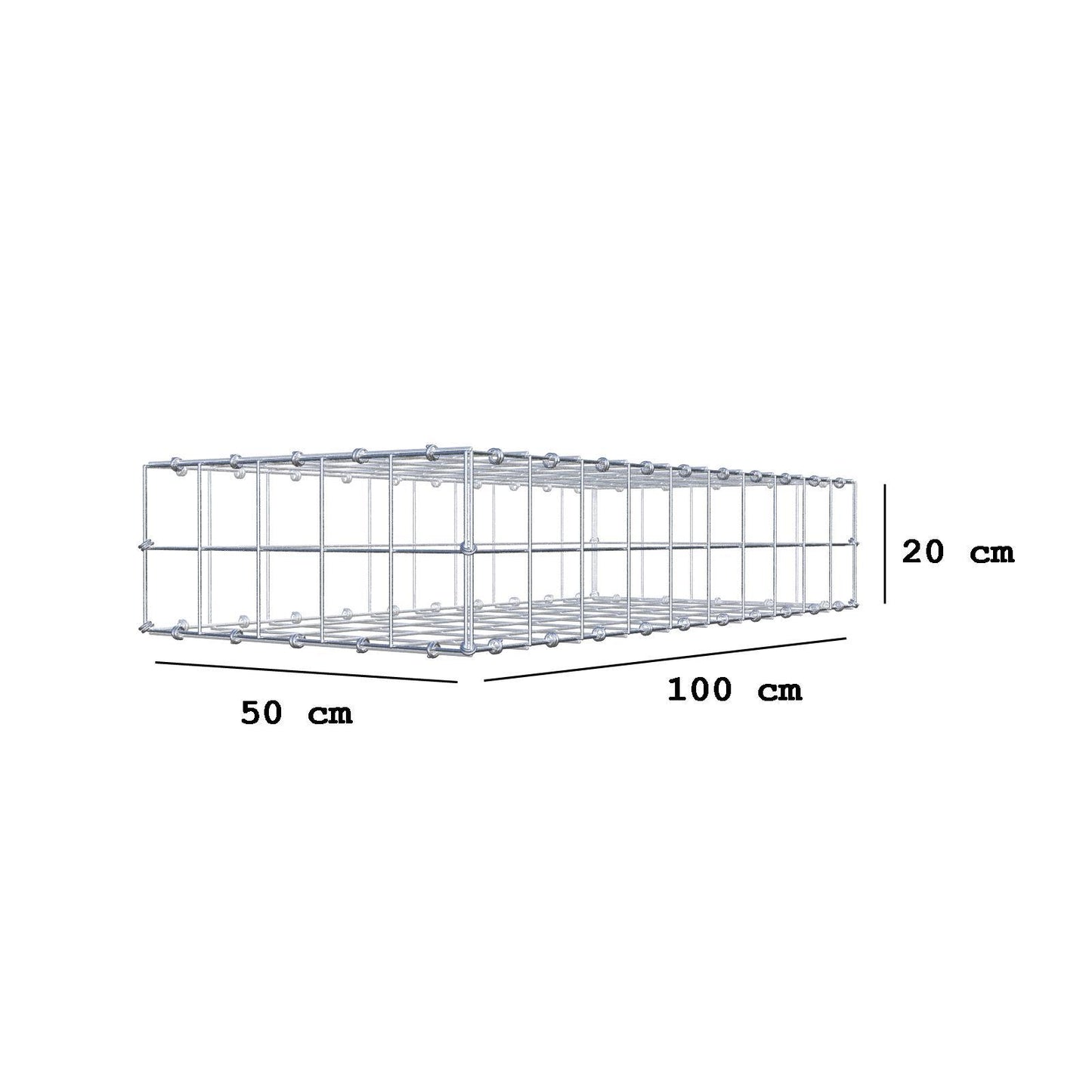 Gabion 100 cm x 20 cm x 50 cm (L x H x P), mailles 10 x 10 cm, anneau en spirale