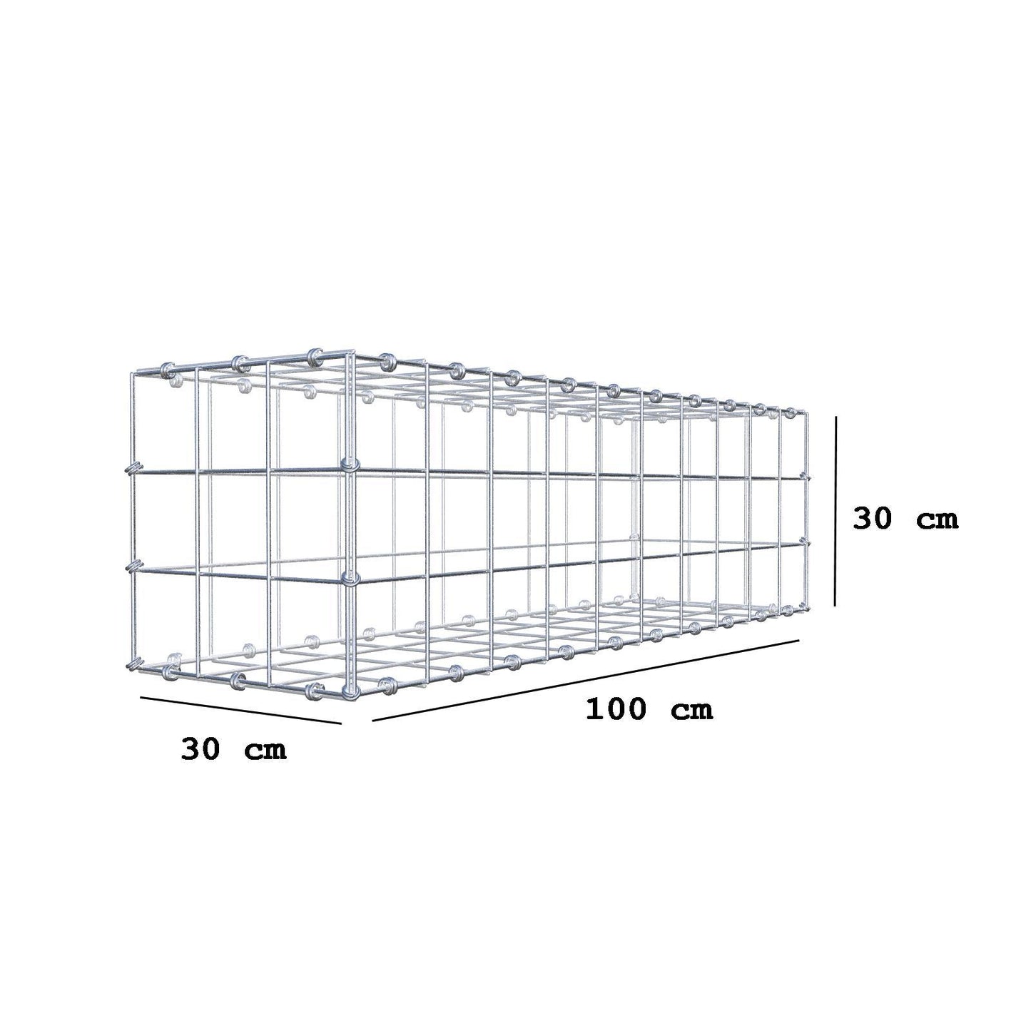 Schanskorf 100 cm x 30 cm x 30 cm (L x H x D), maaswijdte 10 x 10 cm, spiraalring