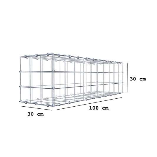 Schanskorf 100 cm x 30 cm x 30 cm (L x H x D), maaswijdte 10 x 10 cm, spiraalring