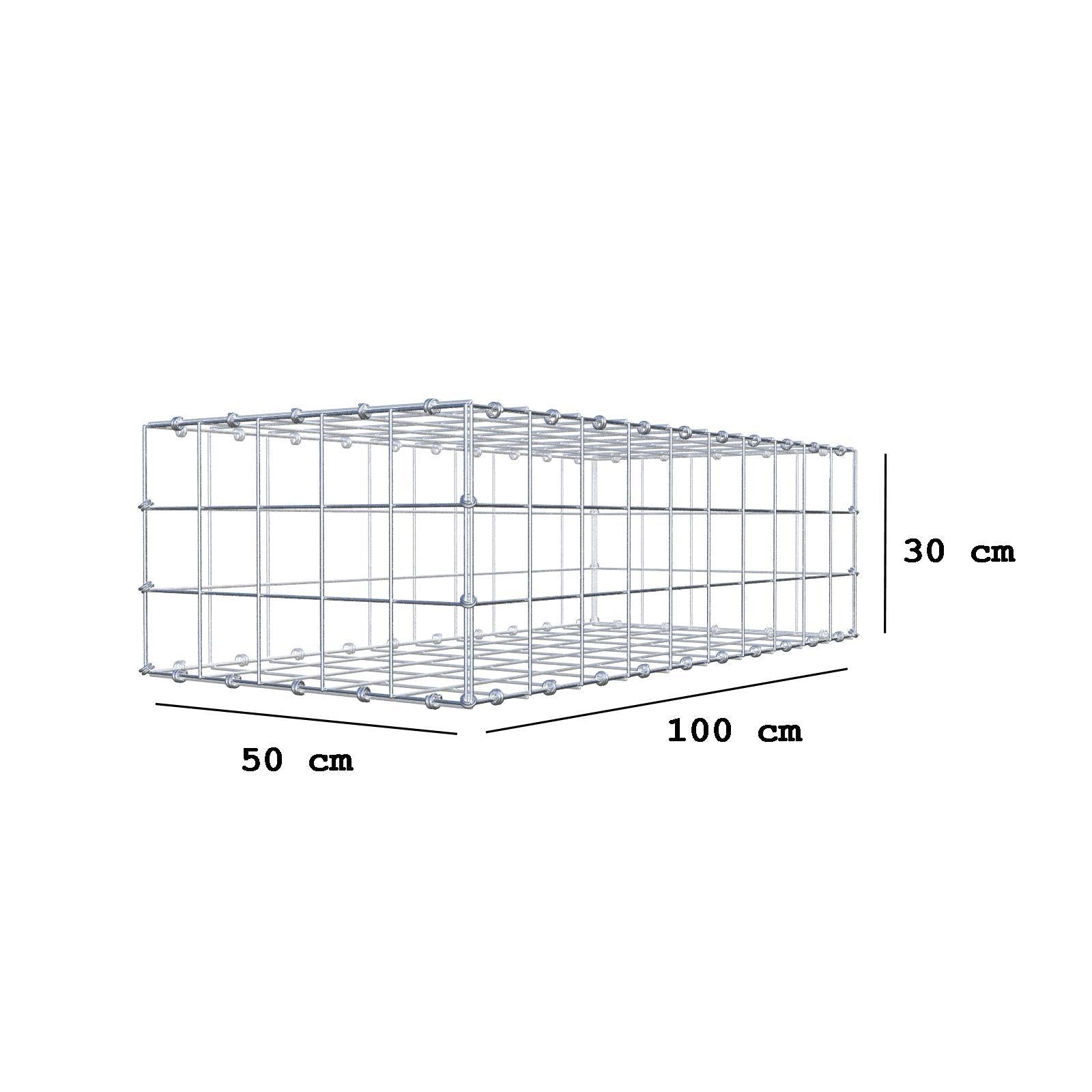 Gabion 100 cm x 30 cm x 50 cm (L x H x D), maskstorlek 10 x 10 cm, spiralring