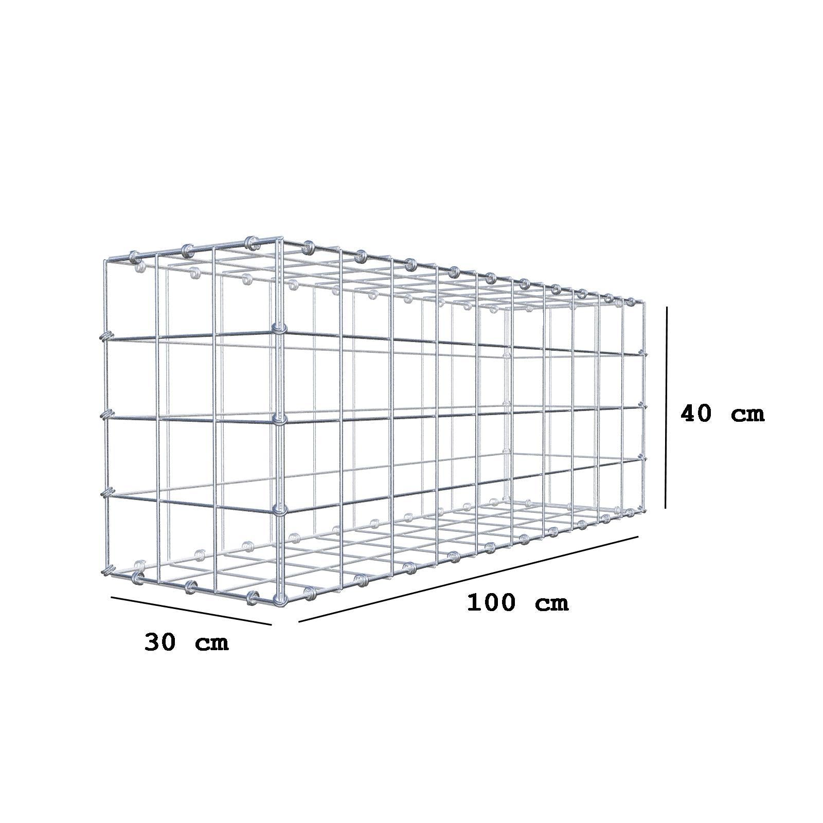 Gabion 100 cm x 40 cm x 30 cm (L x H x D), maskstorlek 10 x 10 cm, spiralring