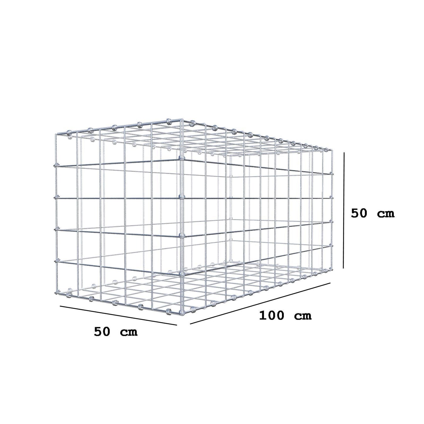 Gabion 100 cm x 50 cm x 50 cm (L x H x P), mailles 10 x 10 cm, anneau en spirale