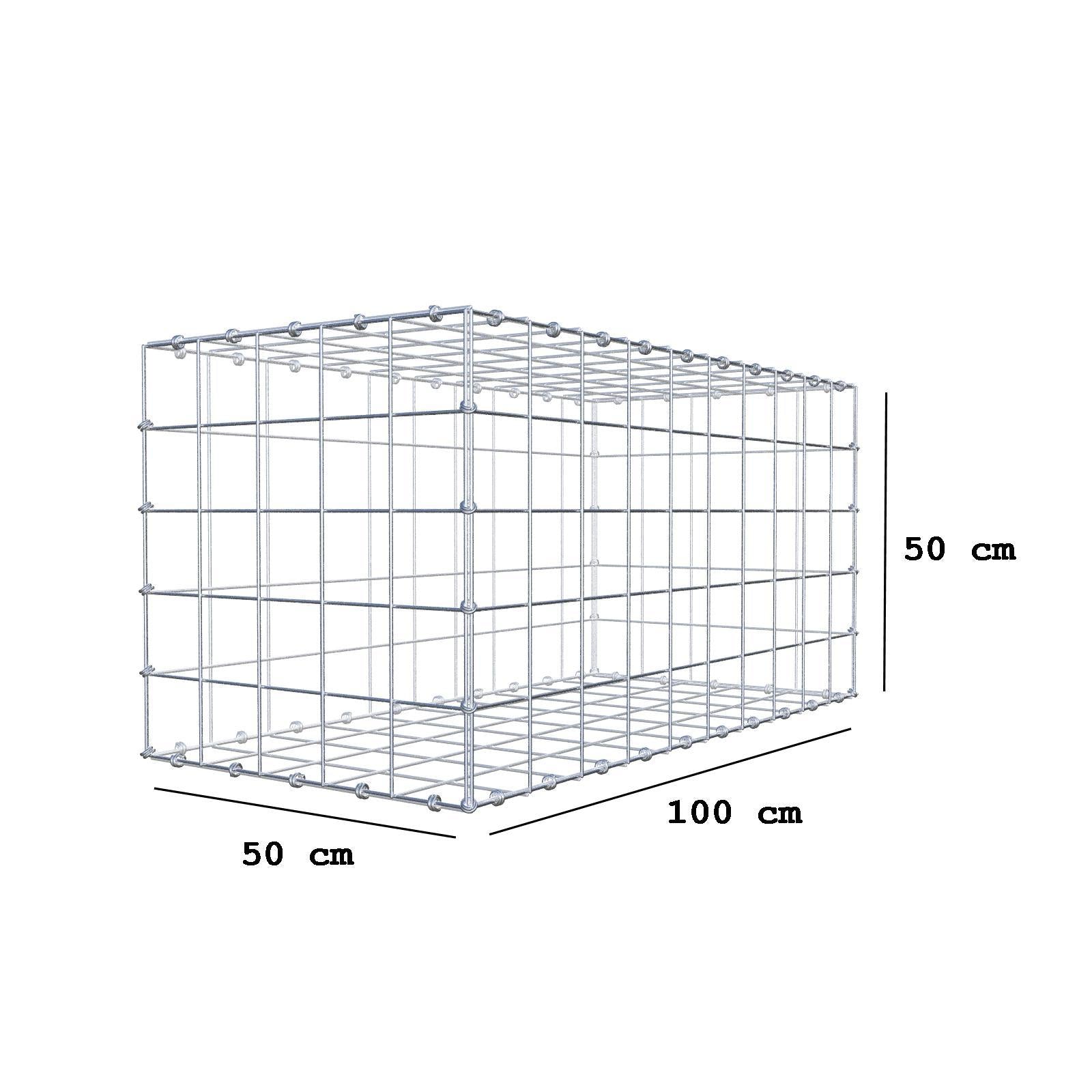 Gabion 100 cm x 50 cm x 50 cm (L x H x D), maskstorlek 10 x 10 cm, spiralring
