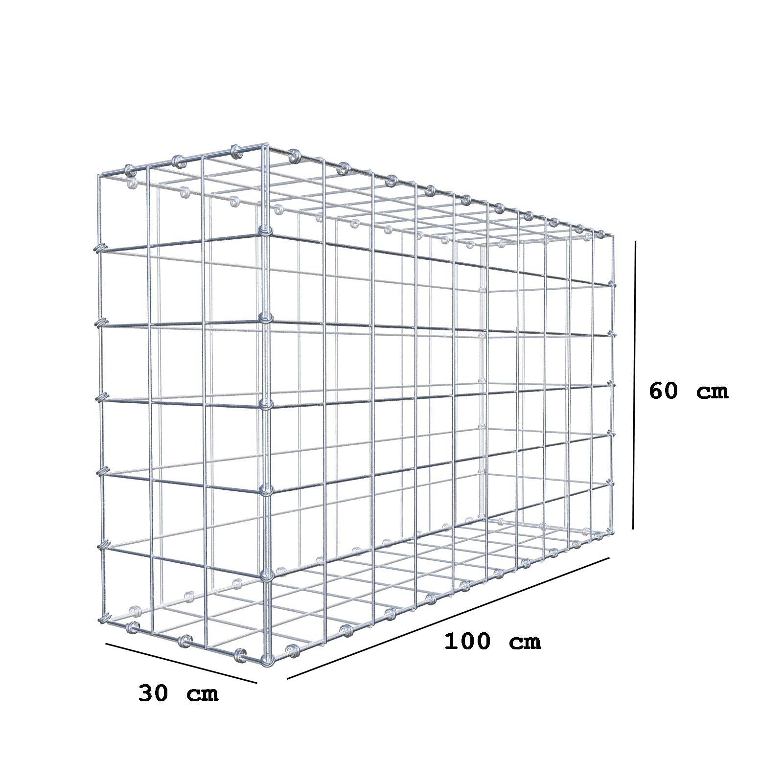 Gabion 100 cm x 60 cm x 30 cm (L x H x D), mesh size 10 x 10 cm, spiral ring