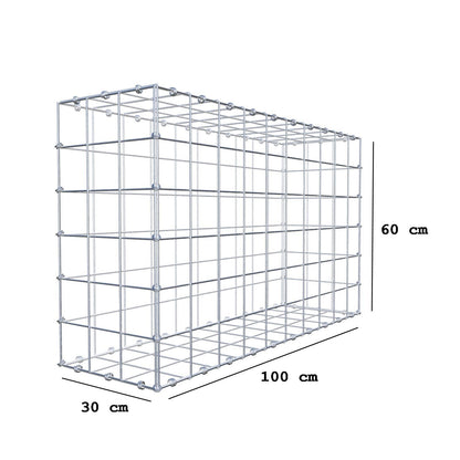 Gabion 100 cm x 60 cm x 30 cm (L x H x P), mailles 10 x 10 cm, anneau en spirale