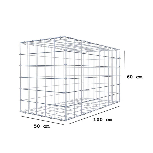 Gabion 100 cm x 60 cm x 50 cm (L x H x P), mailles 10 x 10 cm, anneau en spirale