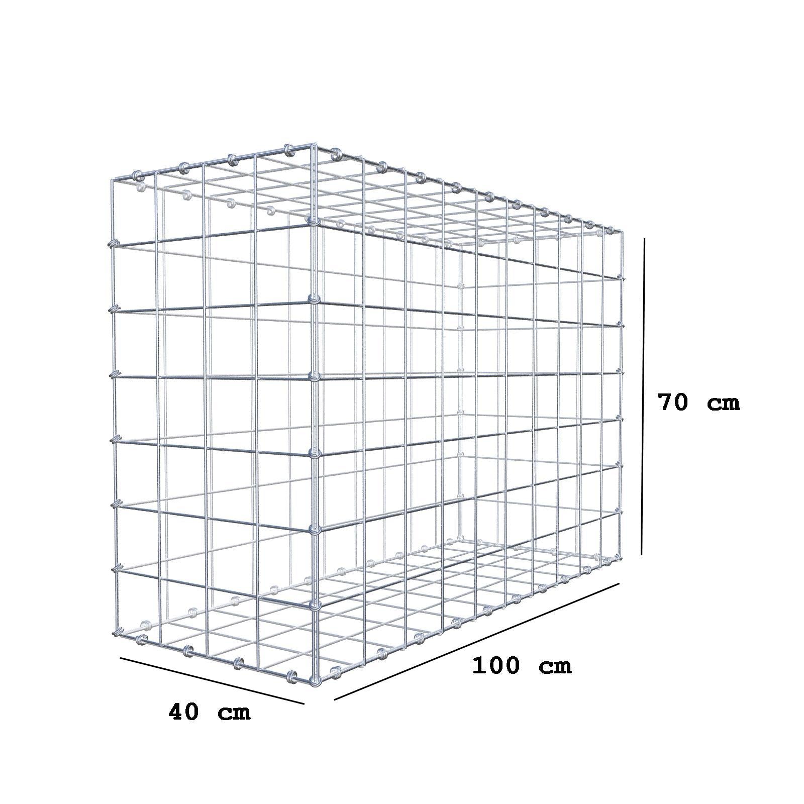 Gabion 100 cm x 70 cm x 40 cm (L x H x D), maskstorlek 10 x 10 cm, spiralring