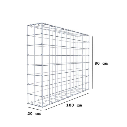 Gabion 100 cm x 80 cm x 20 cm (L x H x P), mailles 10 x 10 cm, anneau en spirale