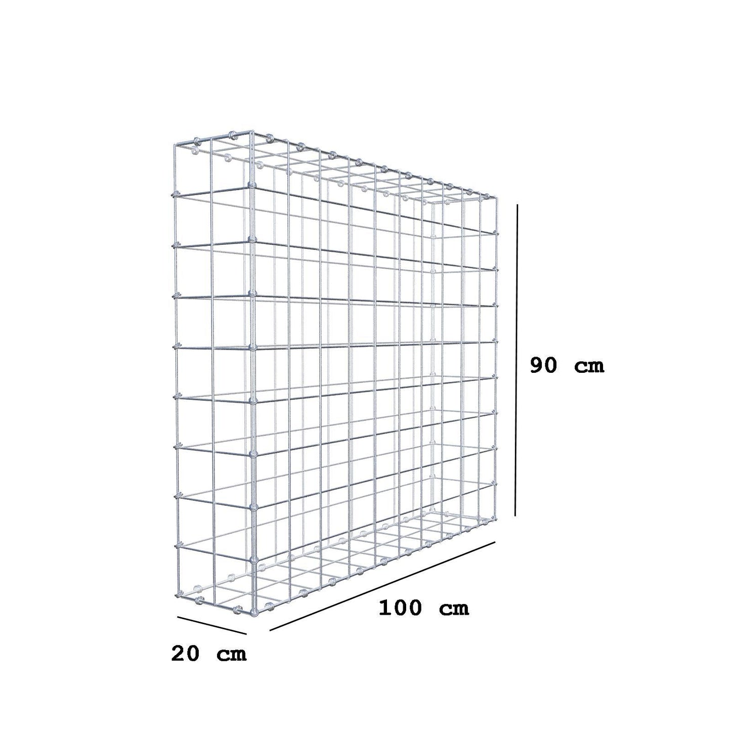 Gabion 100 cm x 90 cm x 20 cm (L x H x P), mailles 10 x 10 cm, anneau en spirale