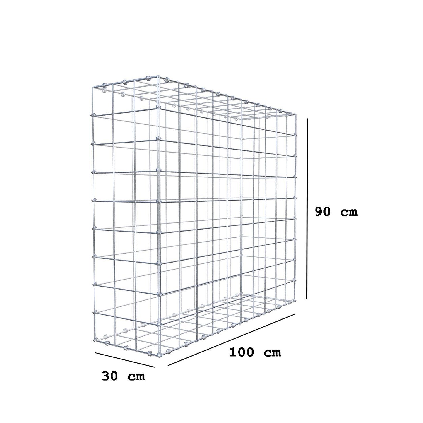 Gabion 100 cm x 90 cm x 30 cm (L x H x P), mailles 10 x 10 cm, anneau en spirale