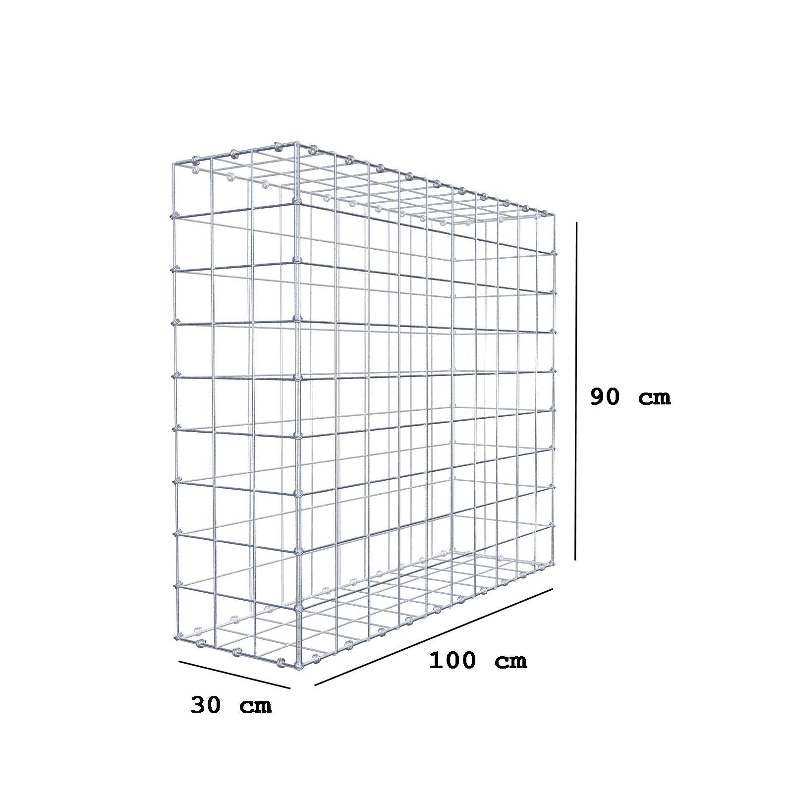 Schanskorf 100 cm x 90 cm x 30 cm (L x H x D), maaswijdte 10 x 10 cm, spiraalring