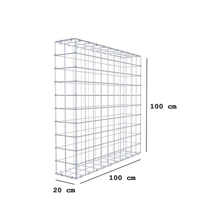 Gabion 100 cm x 100 cm x 20 cm (L x H x P), mailles 10 x 10 cm, anneau en spirale