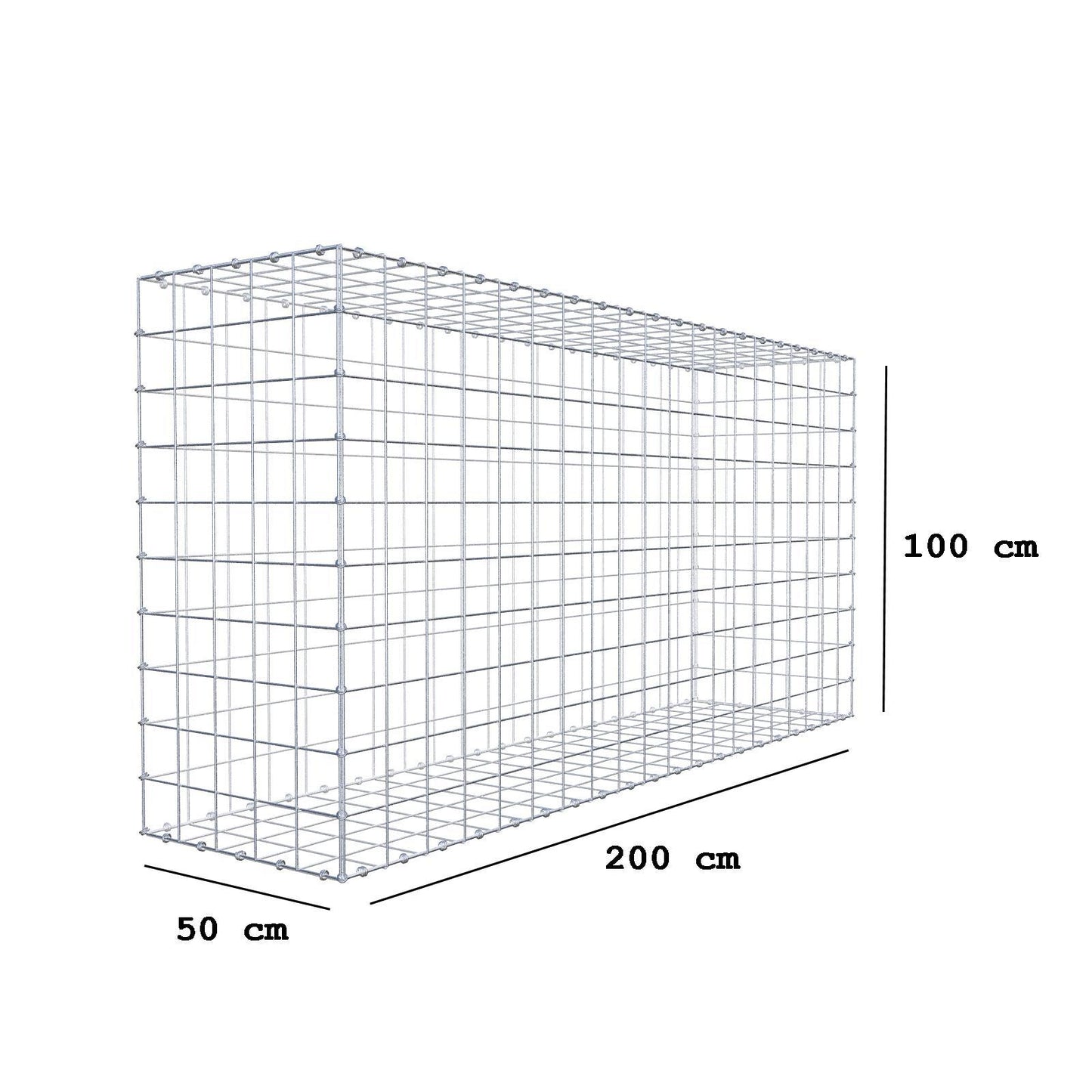 Schanskorf 200 cm x 100 cm x 50 cm (L x H x D), maaswijdte 10 x 10 cm, spiraalring
