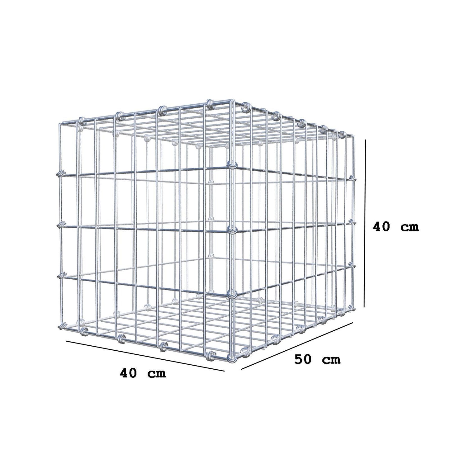Gabion 50 cm x 40 cm x 40 cm (L x H x D), mesh size 5 x 10 cm, spiral ring