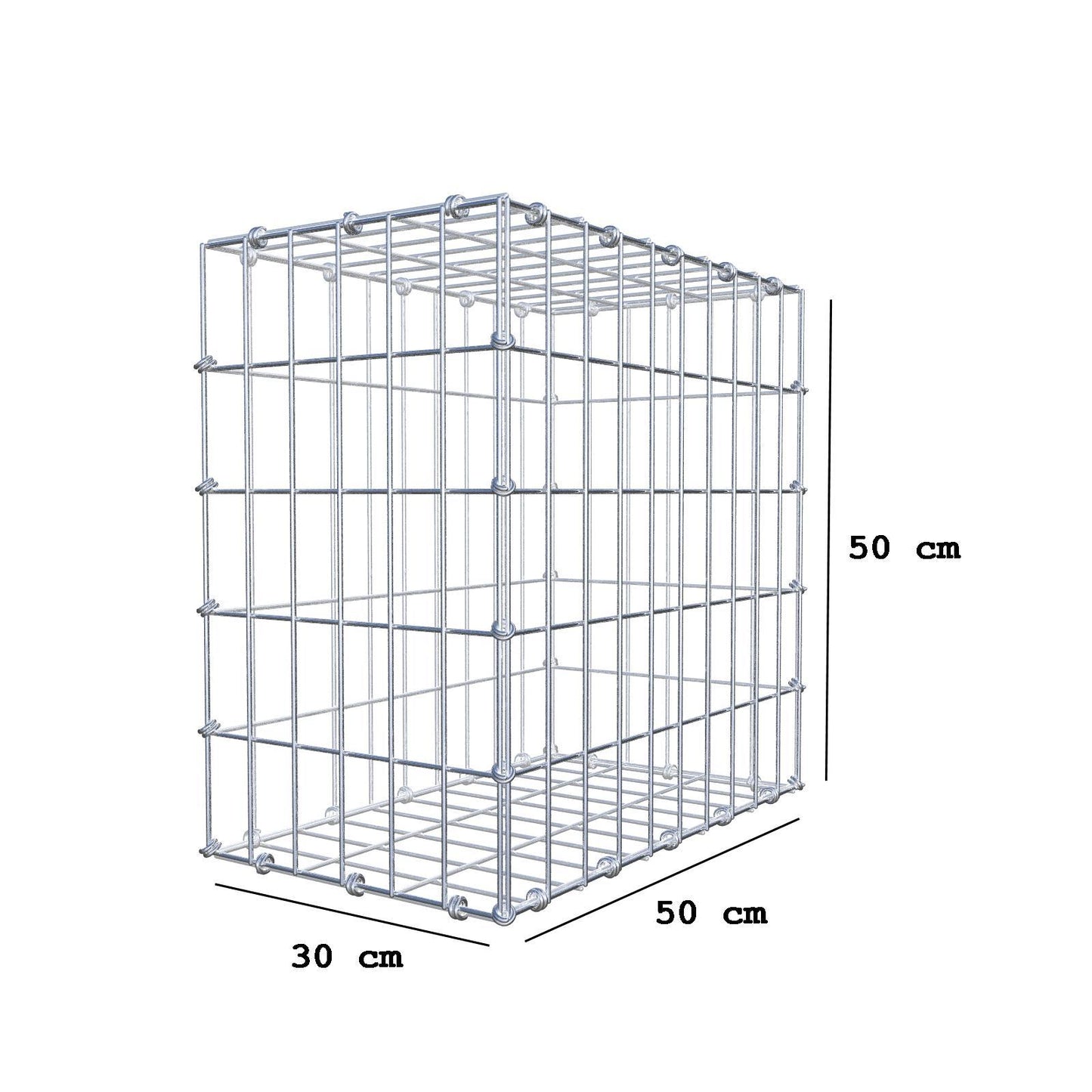 Gabion 50 cm x 50 cm x 30 cm (L x H x D), mesh size 5 x 10 cm, spiral ring
