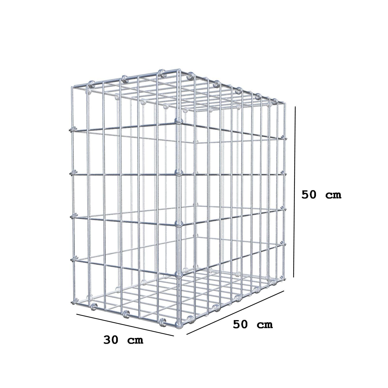 Gabion 50 cm x 50 cm x 30 cm (L x H x P), mailles 5 x 10 cm, anneau en spirale