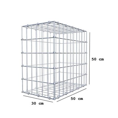Gabion 50 cm x 50 cm x 30 cm (L x H x D), mesh size 5 x 10 cm, spiral ring