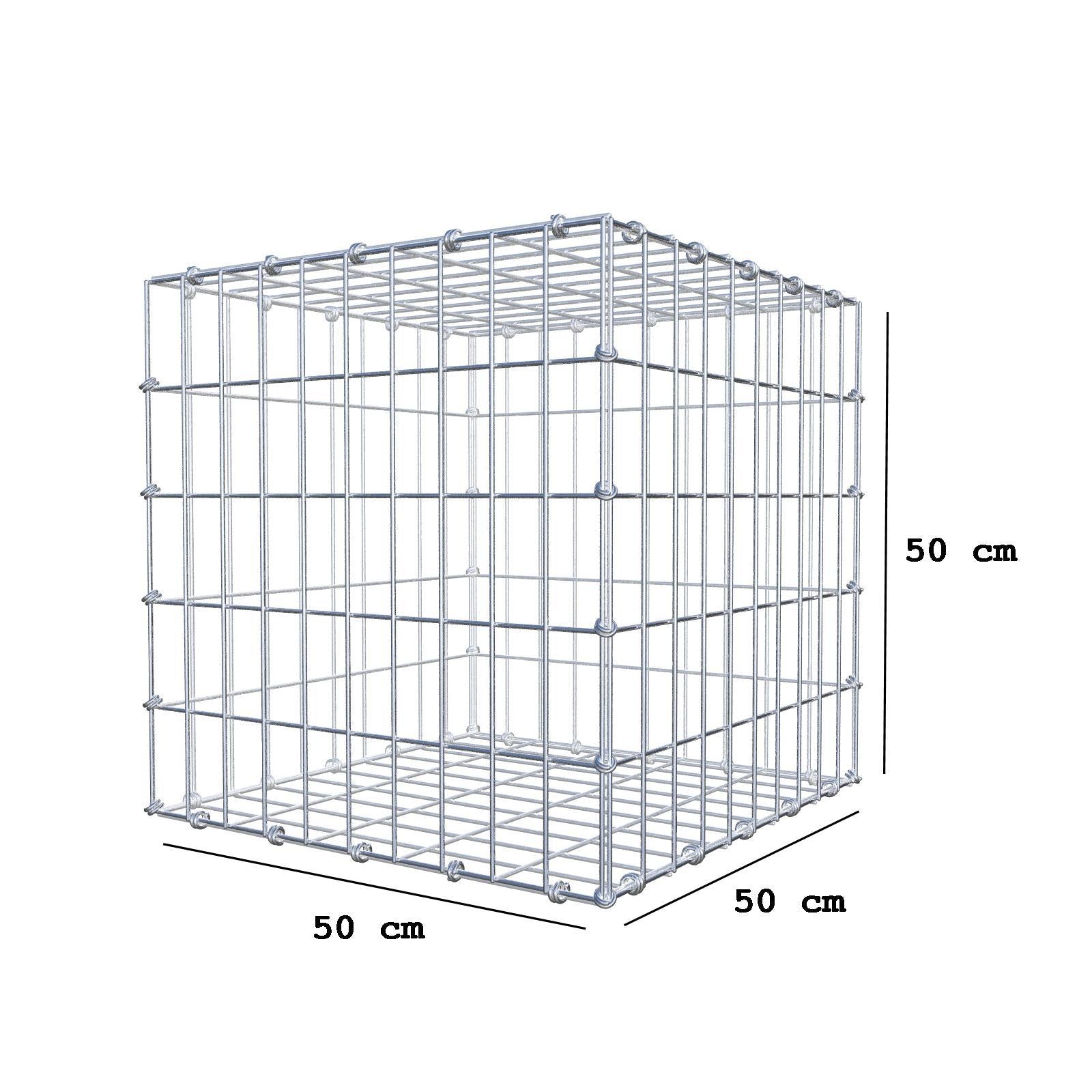Gabion 50 cm x 50 cm x 50 cm (L x H x P), mailles 5 x 10 cm, anneau en spirale