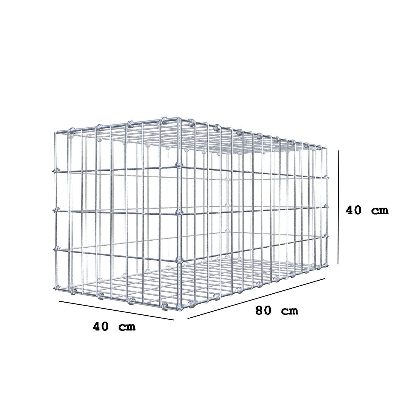Gabion 80 cm x 40 cm x 40 cm (L x H x D), mesh size 5 x 10 cm, spiral ring