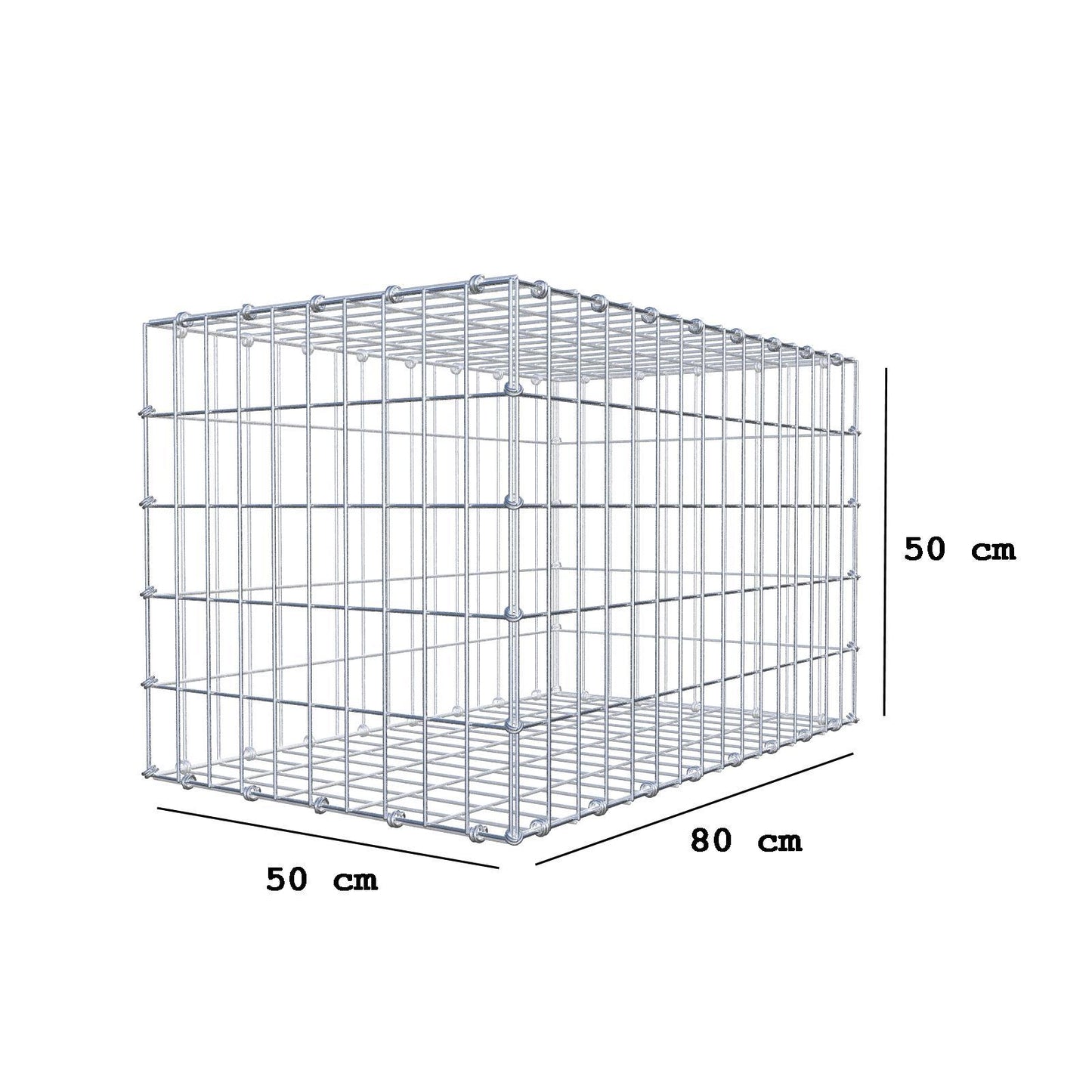 Gabion 80 cm x 50 cm x 50 cm (L x H x D), mesh size 5 x 10 cm, spiral ring