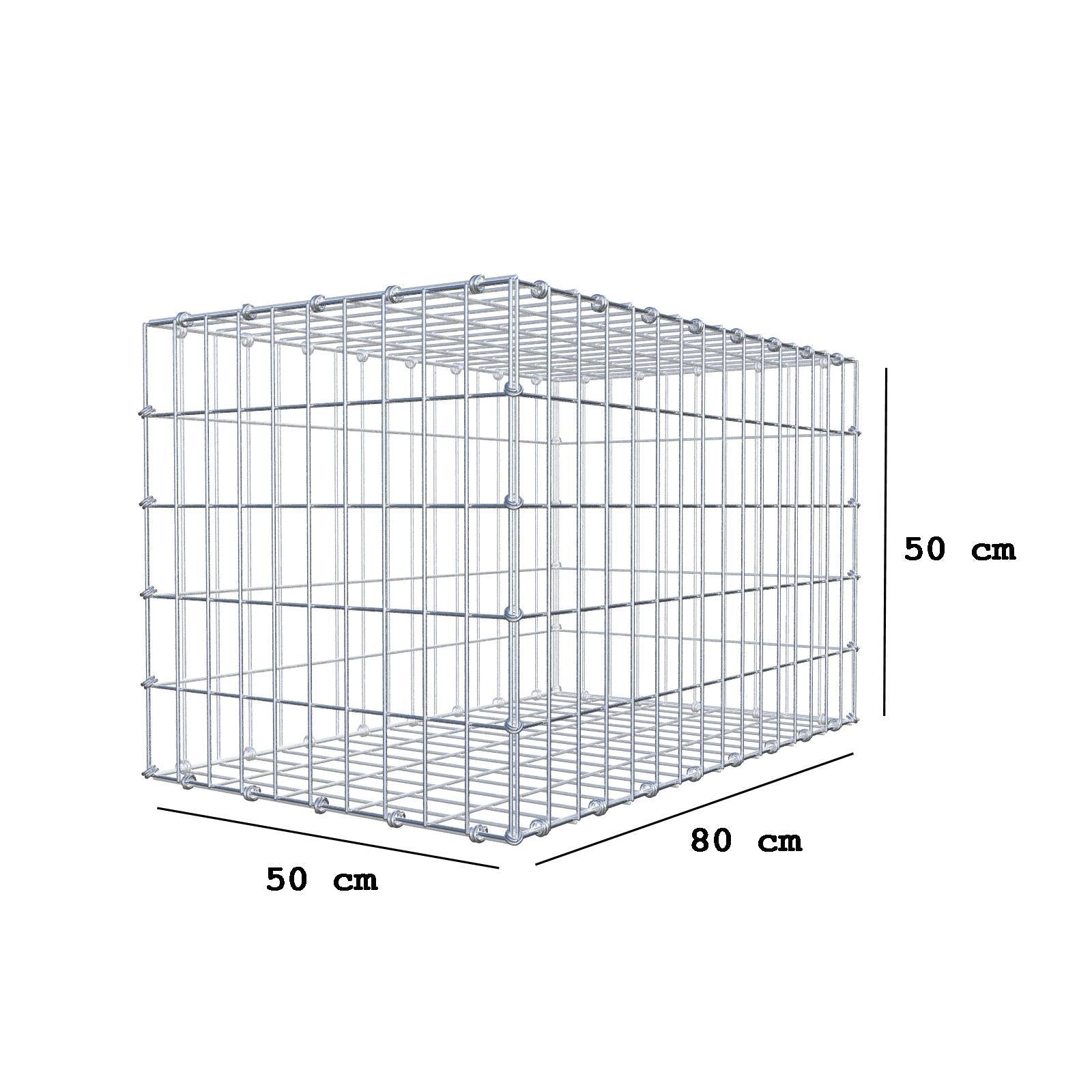 Gabion 80 cm x 50 cm x 50 cm (L x H x D), maskestørrelse 5 x 10 cm, spiralring