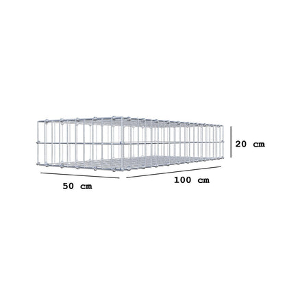 Gabion 100 cm x 20 cm x 50 cm (L x H x D), maskstorlek 5 x 10 cm, spiralring