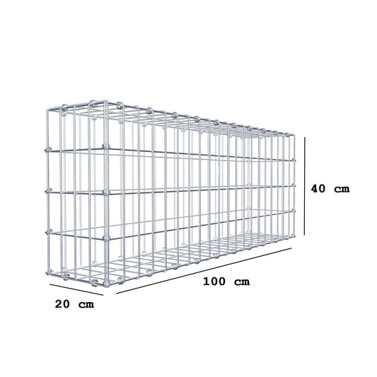 Gabion 100 cm x 40 cm x 20 cm (L x H x P), mailles 5 x 10 cm, anneau en spirale