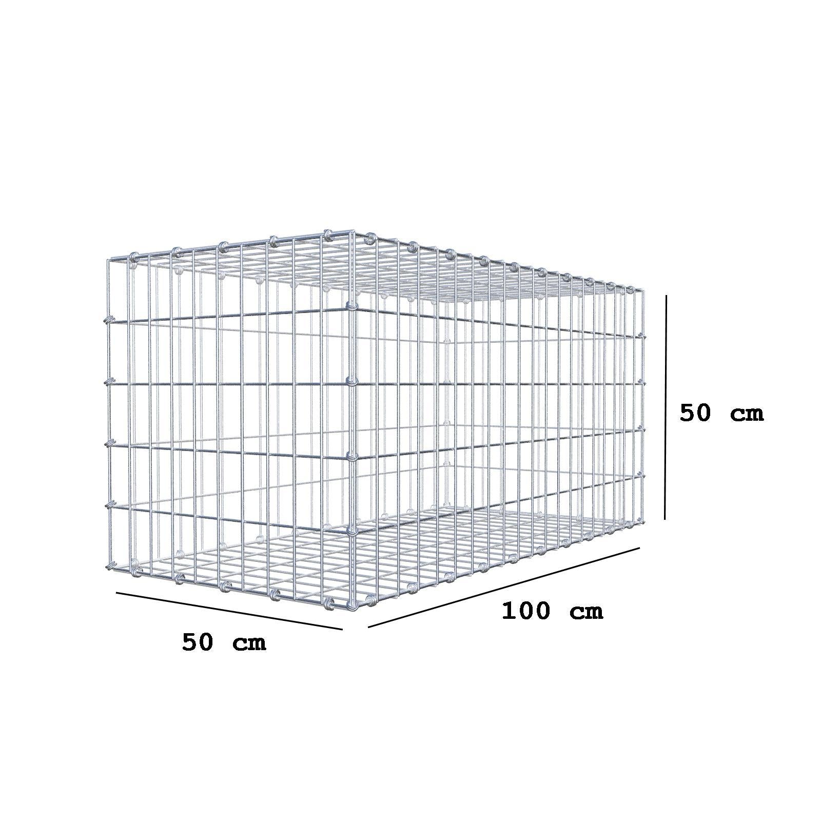 Gabion 100 cm x 50 cm x 50 cm (L x H x P), mailles 5 x 10 cm, anneau en spirale