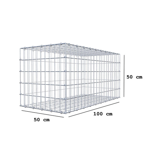 Gabion 100 cm x 50 cm x 50 cm (L x H x D), maskestørrelse 5 x 10 cm, spiralring