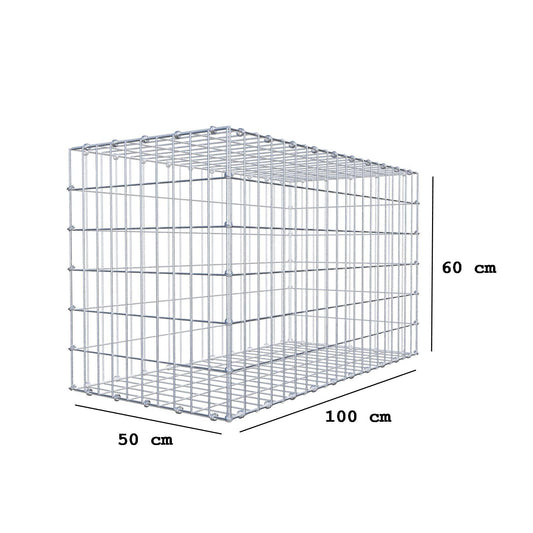 Gabion 100 cm x 60 cm x 50 cm (L x H x P), mailles 5 x 10 cm, anneau en spirale