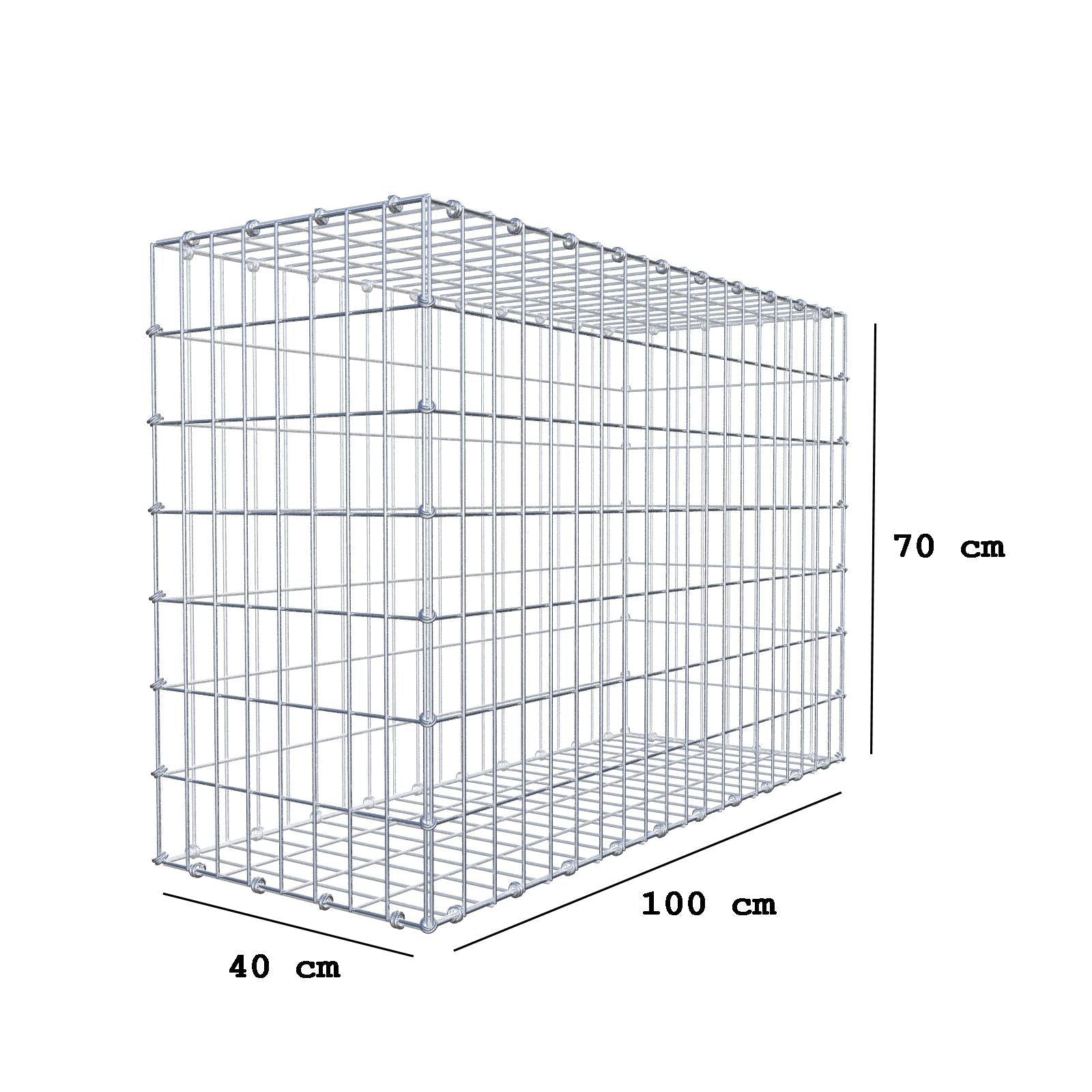 Gabion 100 cm x 70 cm x 40 cm (L x H x D), maskestørrelse 5 x 10 cm, spiralring