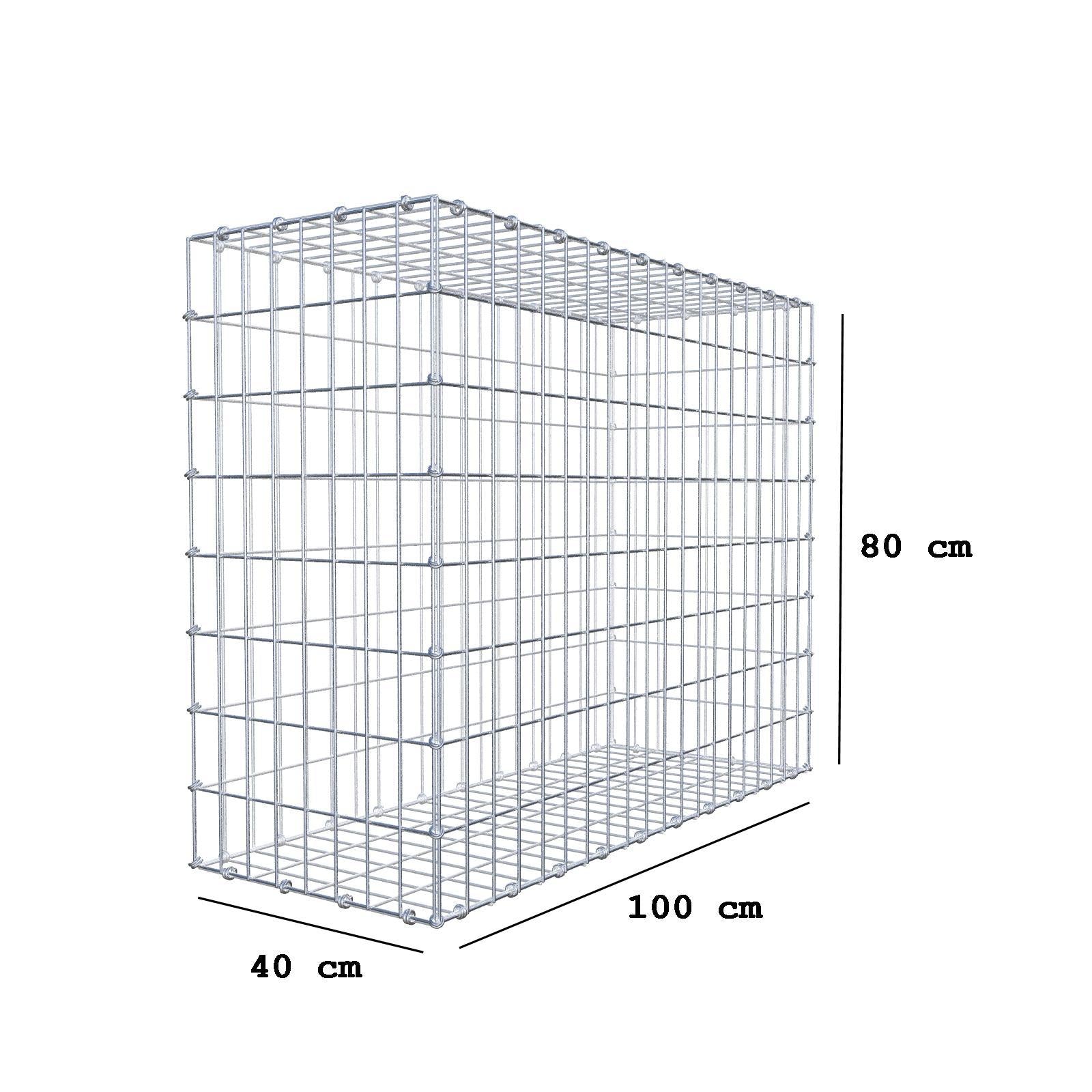 Gabion 100 cm x 80 cm x 40 cm (L x H x D), maskestørrelse 5 x 10 cm, spiralring