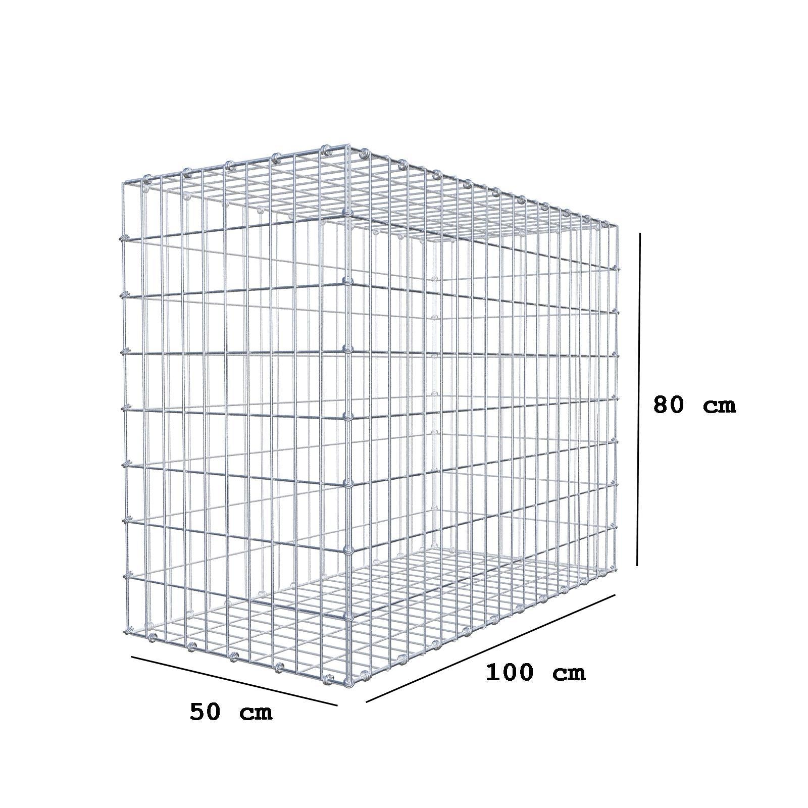 Gabion 100 cm x 80 cm x 50 cm (L x H x D), maskestørrelse 5 x 10 cm, spiralring