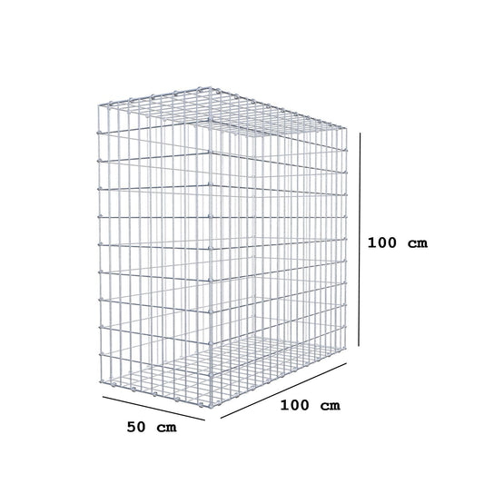Gabion 100 cm x 100 cm x 50 cm (L x H x D), maskestørrelse 5 x 10 cm, spiralring
