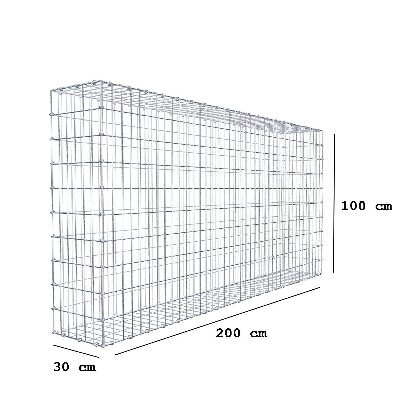 Gabion 200 cm x 100 cm x 30 cm (L x H x P), mailles 5 x 10 cm, anneau en spirale