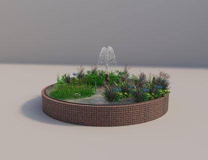 Gabião para lago elevado redondo, diâmetro exterior 382 cm, altura 50 cm, dimensão da malha 5 x 5 cm, espessura da parede 15 cm