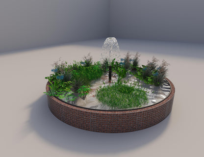 Gabião para lago elevado redondo, diâmetro exterior 382 cm, altura 50 cm, dimensão da malha 5 x 5 cm, espessura da parede 15 cm