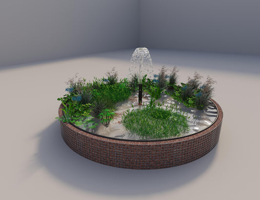 Gabbione per laghetti rialzati rotondo, diametro esterno 382 cm, altezza 50 cm, maglia 5 x 5 cm, spessore parete 15 cm