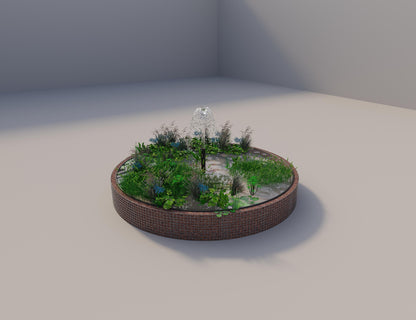 Gabião para lago elevado redondo, diâmetro exterior 382 cm, altura 50 cm, dimensão da malha 5 x 5 cm, espessura da parede 15 cm