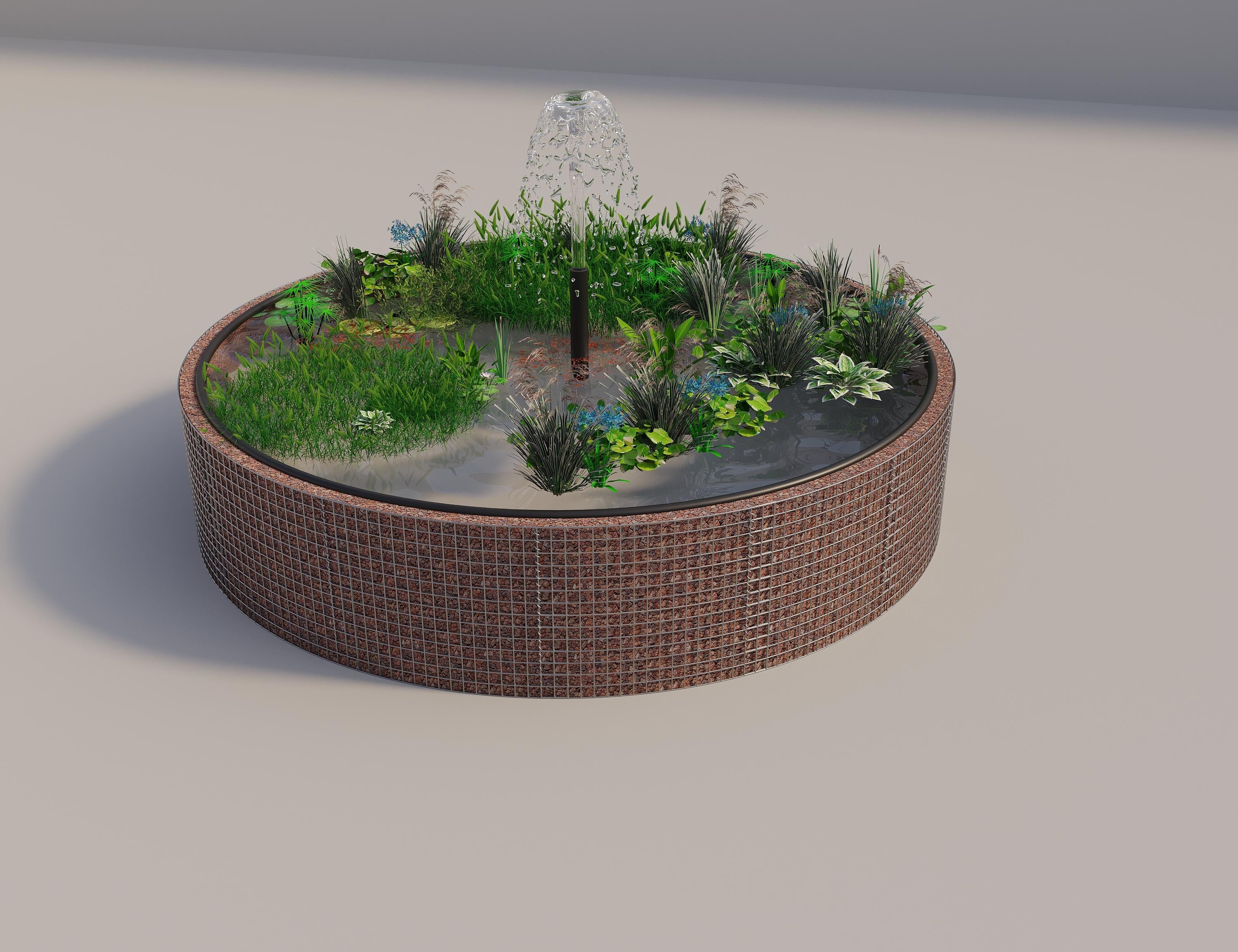 Gabionen Hochteich rund, Außendurchmesser 382 cm, Höhe 80 cm, Maschenweite 5 x 5 cm, Wandstärke 15 cm