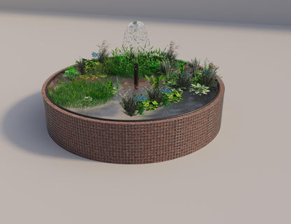 Gabion verhoogde vijver rond, buitendiameter 382 cm, hoogte 80 cm, maaswijdte 5 x 5 cm, wanddikte 15 cm