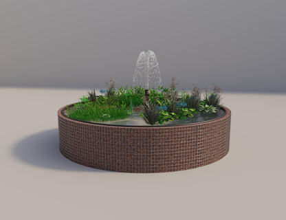 Gabion verhoogde vijver rond, buitendiameter 382 cm, hoogte 80 cm, maaswijdte 5 x 5 cm, wanddikte 15 cm