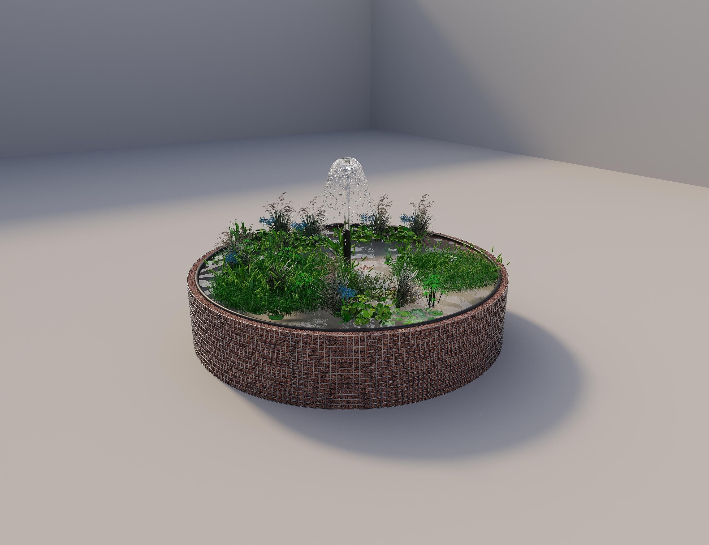 Gabionen Hochteich rund, Außendurchmesser 382 cm, Höhe 80 cm, Maschenweite 5 x 5 cm, Wandstärke 15 cm