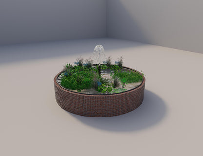 Gabion verhoogde vijver rond, buitendiameter 382 cm, hoogte 80 cm, maaswijdte 5 x 5 cm, wanddikte 15 cm