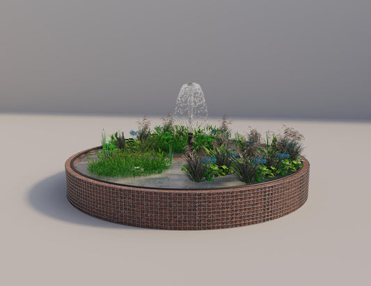 Gabbione per laghetti rialzati rotondo, diametro esterno 412 cm, altezza 50 cm, maglia 5 x 5 cm, spessore parete 15 cm