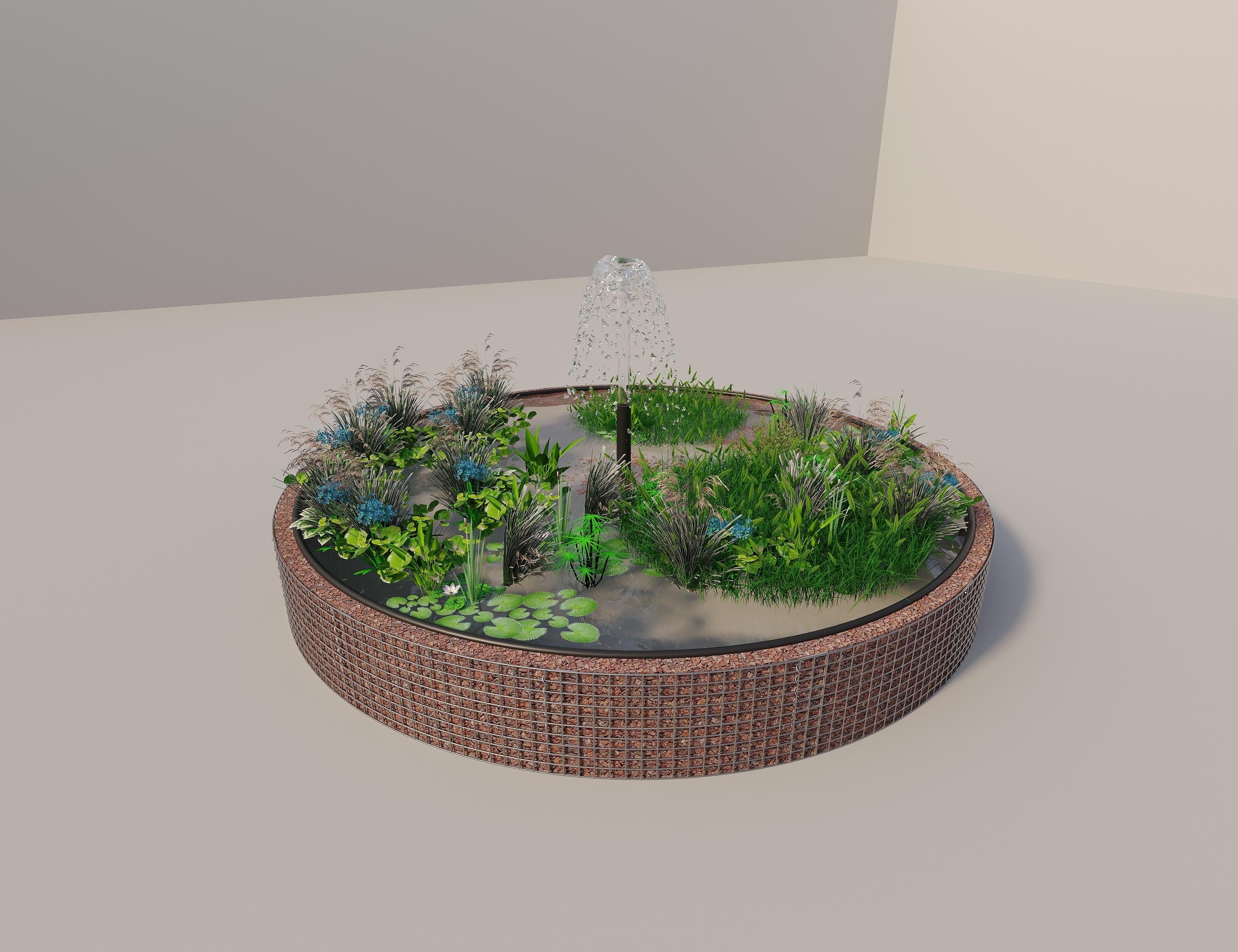 Gabion raised pond round, outer diameter 412 cm, height 50 cm, mesh size 5 x 5 cm, wall thickness 15 cm