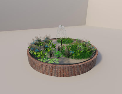 Gabião para lago elevado redondo, diâmetro exterior 412 cm, altura 50 cm, dimensão da malha 5 x 5 cm, espessura da parede 15 cm