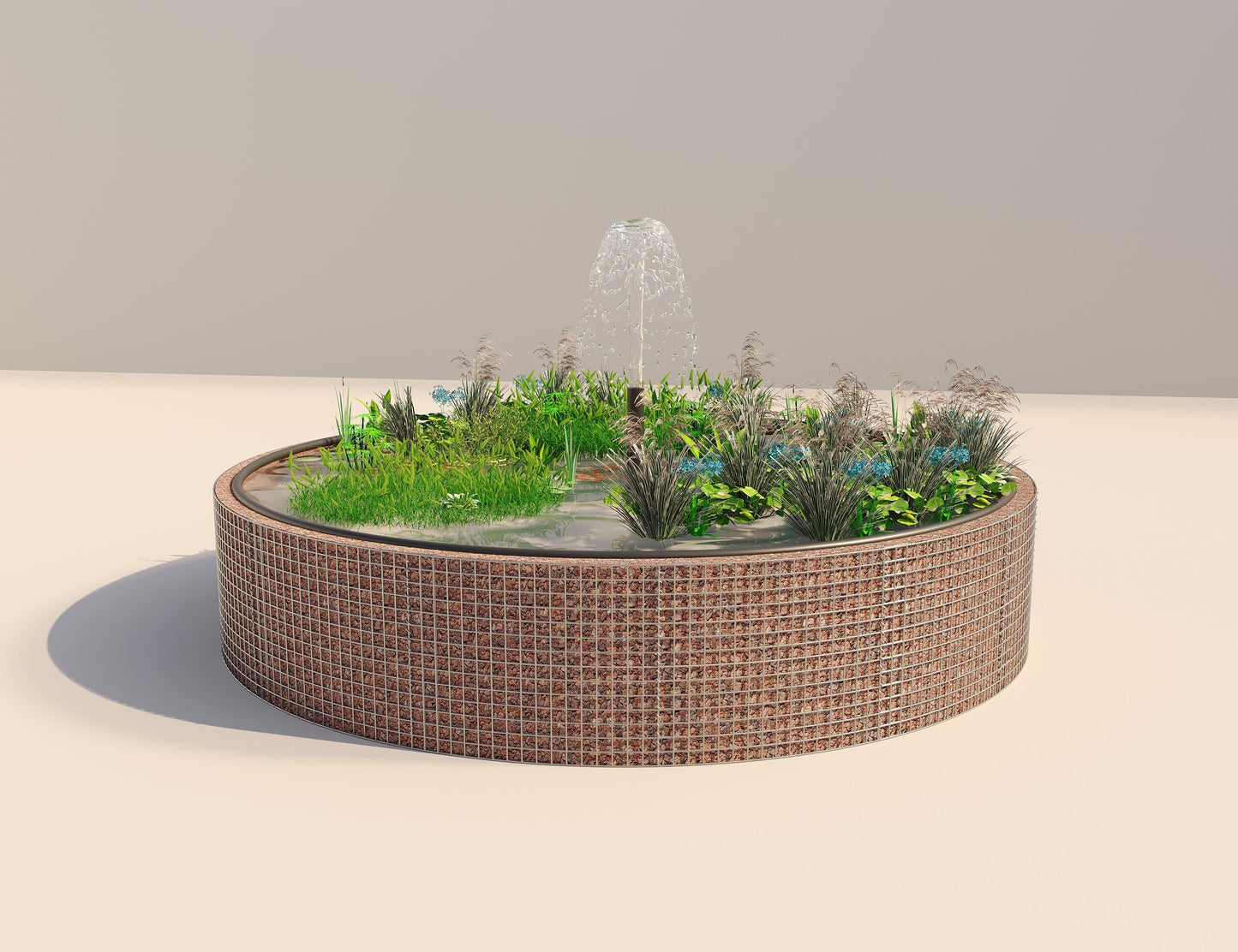 Gabion bassin surélevé rond, diamètre extérieur 412 cm, hauteur 80 cm, mailles 5 x 5 cm, épaisseur de paroi 15 cm